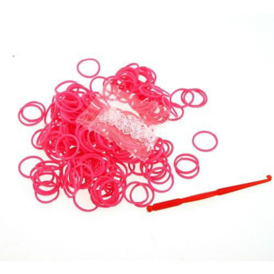 

200pcs Colourful Rainbow Rubber Loom Bands Bracelet Making Kit Set With -Clips DARK ROSE RED