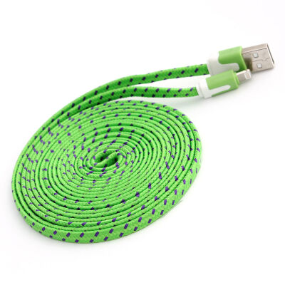 

Double Color 1M3FT 2M6FT 3M10FT 8pin Flat Braided Fabric Woven USB Data Sync Charger Cable for iPhone 5 5S 6 6S Plus