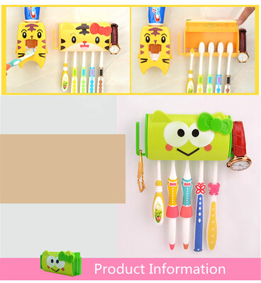 

Cntomlv Multifunctional Cartoon Toothbrush Holder Storage Orgainzer Box Bathroom Accessories Suction Hooks Toothpaste Dispenser
