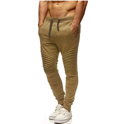 

M 3XL Brand New Mens Fashion Gym Pants Striped Fold Mens Casual Pants Summer Sports Pants Slim