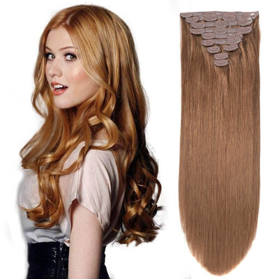 

Bhf Hair Clip In Human Hair Extension 10PiecesSet Peruvian Hair Silky Straight Double Drawn Hair Weave 160G1 1B246 613p27