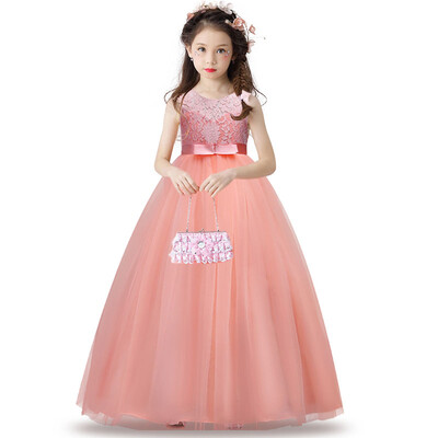 

3-14Y Princess Champage Lace Flower Girl Dresses 2017 Girls Tutu Birthday Party Платья Рапунцель костюм