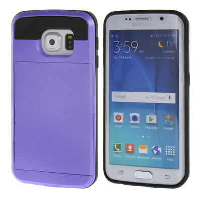 

MOONCASE Case for Samsung Galaxy S6 Edge Soft Silicone Gel TPU Skin With Card Holder Protective Case Cover Purple