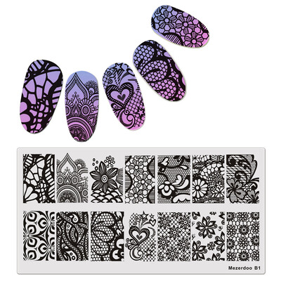 

Mezerdoo Nail Art Stamp Template Rectangle Gorgeous Lace Vine Net Design Image Plate 612cm Nail Art Templates Stencils B1