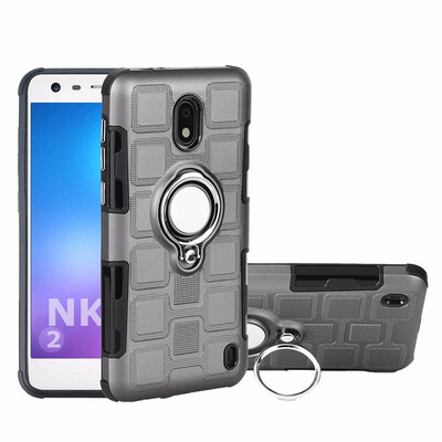 

SHS Phone Case For Nokia 28 Luxury Armor Ring Bracket Silicon TPU Lattice texture Protection