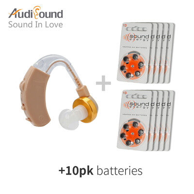 

Audisound Hearing Aids Behind The Ear Hearing Aid Best Voice Sound Amplifier Adjustable Hearing Aid with 60PCS10 CARD A13 Battery