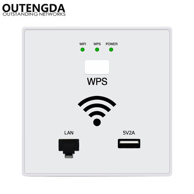 

300Mbps in Wall AP WiFi Access Point Wireless Socket for Hotel Wi-Fi Project Support AC Management & RJ45 USB WPS Encryption