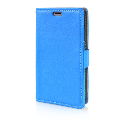 

MOONCASE Litch Skin Leather Side Flip Wallet Card Slot Pouch Stand Shell Back ЧЕХОЛ ДЛЯ Microsoft Lumia 435 Blue