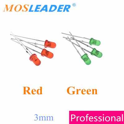 

Mosleader 3mm F3 1000PCS Red turn Red Green turn Green LED Lighting Short pins