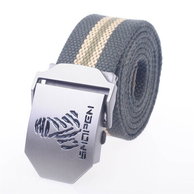 

Shang Long Desert Eagle Canvas Belt Metal Buckle Genuine Leather Jacket 120cm Encrypted Ribbon Military Tactical Belt Military Couple Outdoor Leisure Army Green Pattern AL56
