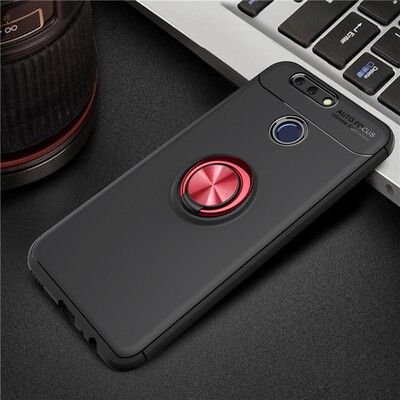 

Huawei Honor 9V9 Luxury Metal Ring Magnetic Bracket Shockproof Cooling TPU Phone Case