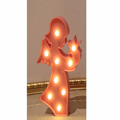 

LED Angel Plastic Night Light 3D Marquee Desk Table Lamp Letter Lights Kids Room Decoration PinkWhiteBlue Lamp