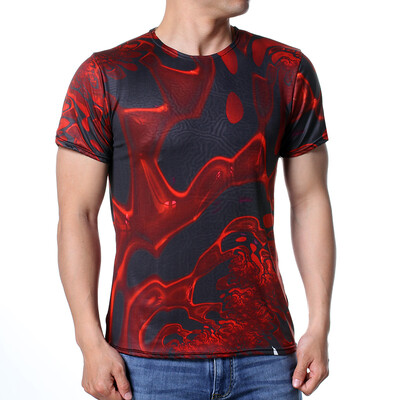 

Mens Contrast Color Short Sleeved O-Neck Pullover T-Shirts