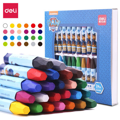 

Deli deli Wang Wang team outstanding work series 24 color student hexagon rod silky oil painting stick children Crayon painting pen Prince Blue 72102