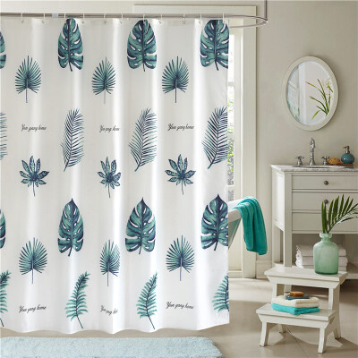 

Yun Yang bath curtain waterproof mildew shower curtain shower curtain green leaves without poles