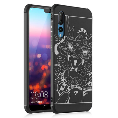 

Goowiiz Phone Case For Huawei P20P20 Pro Carved Dragon Thin Matte soft Silicone Prevent falling