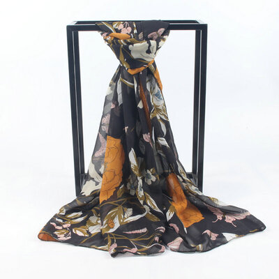 

Guttavalli Fashion Chiffon Flowers Print Мягкий длинный шарф Женщины Summer Цветочный шаль Skinny Sunscreen Nice Wraps