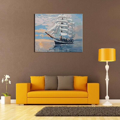 

Digital Oil Painting Sailing Ship Pattern Home Craft Decoration