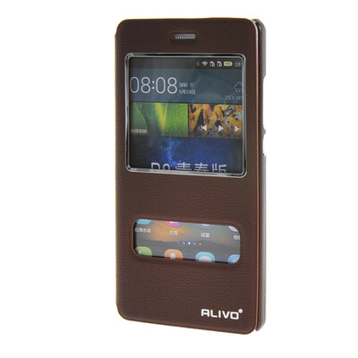 

MOONCASE Huawei Ascend P8 Lite чехол Double Window View Leather Flip Bracket Back чехол Cover wine