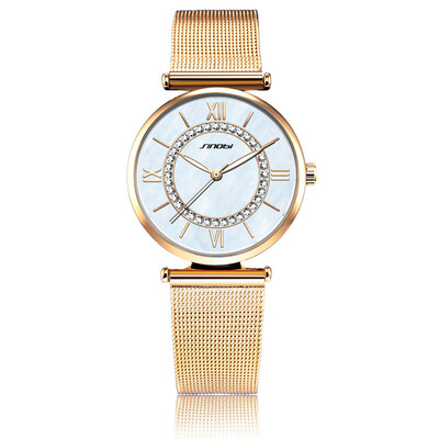 

SINOBI Fashion Womens Diamond Wrist Watches Sliver Watchband Top Luxury Brand Girl Crystal Quartz Clock Ladies Wristwatch 2017