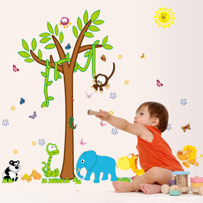 

Forest Animals Tree Wall Sticker for Kids Baby Bedroom Decorations Decor Home Decal Murals