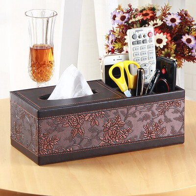 

Yapi Shi leather strip multi-purpose tissue box box carton napkins simple living room coffee table home remote control storage box paper pumping box gold embroidery