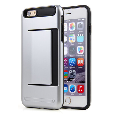 

Soft TPU And Hard PC Card Pocket Protective Smart Cover Case For Apple iPhone 6 6S Plus 4.7 5.5Inth Free 2 Screen Films