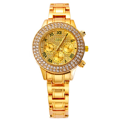 

Luxury Women Wrsiwatch Stainless Steel Hand Clock with Diamond Silver&Gold Watch for Party Dress GD201514