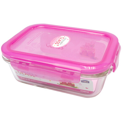 

LOCK&LOCK newborn HELLO KITTY glas storage box sealed heat-resistant glass storage jar microwave lunch box bowl 630ml LLG428-PKT pink