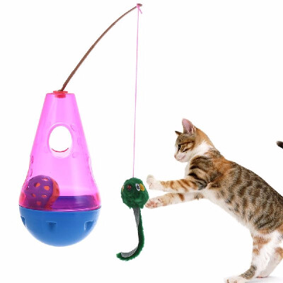 

Premium Interactive Tumbler Roly-poly Wobbler Pet Cat Toy with Mouse Prey Bell Ball Color Random Delivery