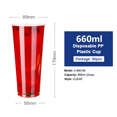 

OTOR 500ml660ml Disposable Juice Cups with Lids PP Clear Cup for Hot & Cold Drinks Iced Coffee Bubble Boba Smoothie 50pcs