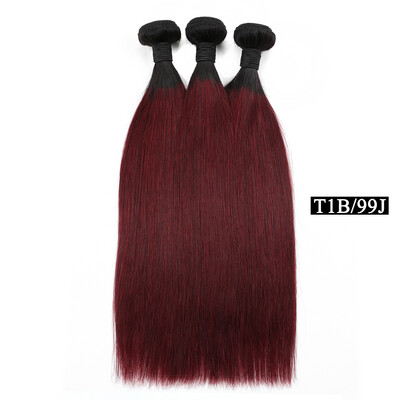 

BHF Hair Virgin Ombre Hair Peruvian Straight Hair 3Pcs Human Hair Weaves T1B99J Two Tone Color No Shedding