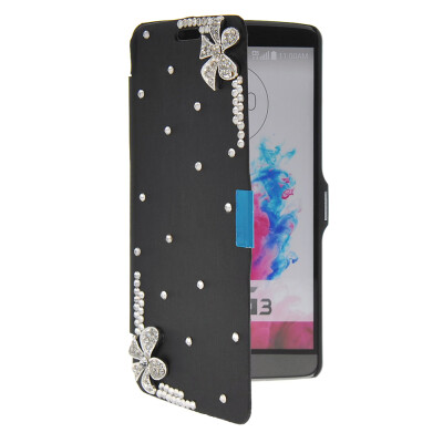 

MOONCASE Bling Rhinestone Crystal Ultre Slim Leather Side Flip Wallet Shell Back ЧЕХОЛ ДЛЯ LG G3 Black