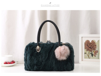 

Female winter new real rabbit fur women small handbag fashion ladys shoulder Crossbody bag mini fur diamond messenger hand bags
