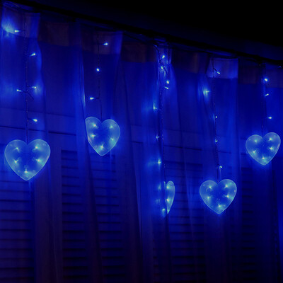

JULELYS 3 075 120 Bulbs LED Curtain Light Heart Christmas Garland Window Outdoor LED Lights Decoration For Wedding Holiday