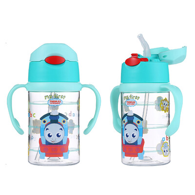 

Thomas & Friends childrens cup tritan baby sippy cup double handle summer cold water cup straw cup 300ml green handle 6586TM