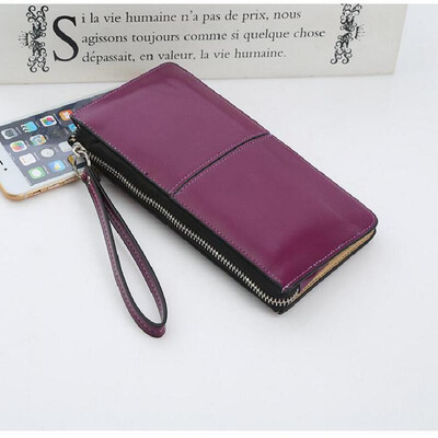 

Women Wallets Candy Oil Leather Wallet Long Design Day Clutch Casual Lady Cash Purse Women Hand Bag Carteira Feminina LB226