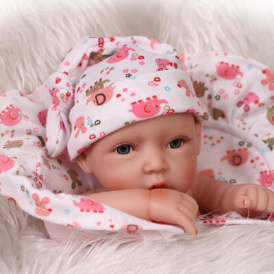 

27CM mini baby reborn Full Body Silicone reborn Babies with princess dress boneca Toys for bebe girls gift