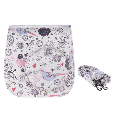 

Compact Cute Lovely PU Leather Protective Camera Bag Carrying Case Pouch Cover Protector White Owl Pattern w Shoulder Strap Album
