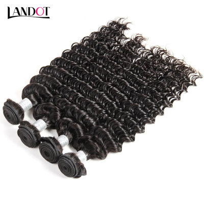 

8A Peruvian Virgin Hair Deep Wave Natural Black Color 1B 100 Human Hair Weaves 4 Bundles Peruvian Deep Curly Remy Hair Extensions