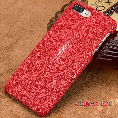 

Genuine Leather Phone Case For iPhone 7 8 Plus Case Natural Pearl Fish Skin Back Cover For X 7 8 Plus Case