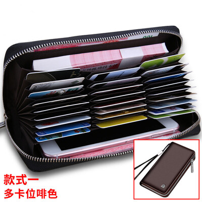 

Old man head LAORENTOU first layer cowhide wallet mens long zipper wallet business clutch bag mens hand bag large capacity wallet card package JD802216J0ZY1