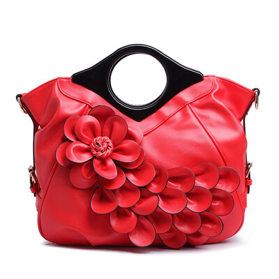 

Fashion brand flower women leather handbag tide ladies messenger bag red bride shoulder bag high quality tote bag crossbody bags