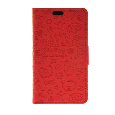 

MOONCASE Cute Little Witch Leather Side Flip Wallet Card Holder Stand Pouch Case Cover for LG Joy H220 Red