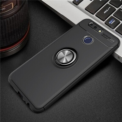 

Huawei Honor 9V9 Luxury Metal Ring Magnetic Bracket Shockproof Cooling TPU Phone Case