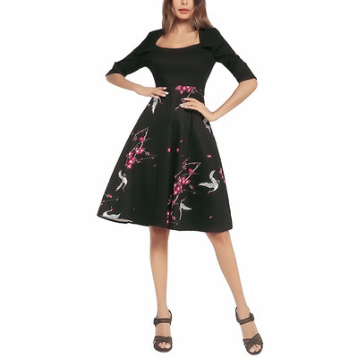 

BOFUTE New Europe America Spring summer Womens clothing Big pendulum Long skirt Sleeve printing Dresses A0012