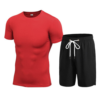 

Running Quick Dry Gym Sportswear T-Shirt Shorts Tracksuit Sets Men Sports Suit