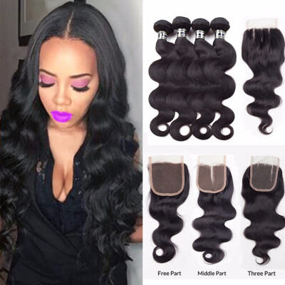 

Amazing Star Lace Closure with Bundles Brazilian Virgin Hair Body Wave Bundles with Closure Body Wave with Closure 4x4 Inch