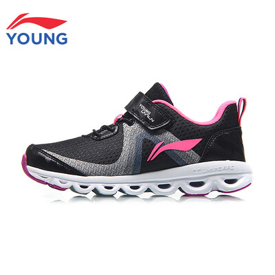 

Li Ning childrens shoes female childrens sports shoes Li Ning arc technology Velcro running shoes YKFN048-4 standard black fluorescent fruit powder 34