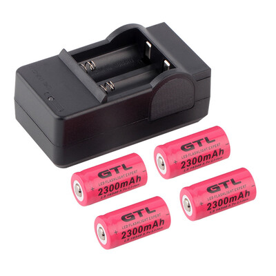 

4 х 2300mAh 16340 Литий-ионная аккумуляторная батарея для фонарик + зарядное устройство